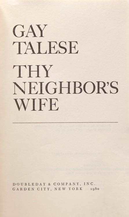 Thy Neighbors Wife Gay Talese First Edition