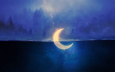 3840x2400 Sinking Moon In Lake 4k Hd 4k Wallpapers Images Backgrounds