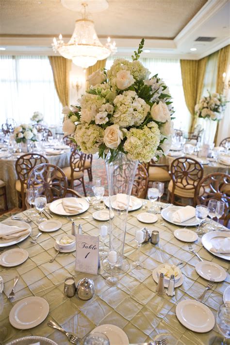 White Rose Hydrangea Pedestal Centerpiece Elizabeth Anne Designs The