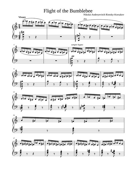 Flight Of The Bumblebee Sheet Music For Piano Download Free In Pdf Or