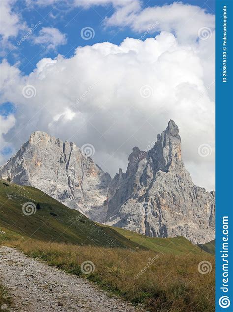 Mountain Panorama Of The Italian Alps In The Mountain Group Of The