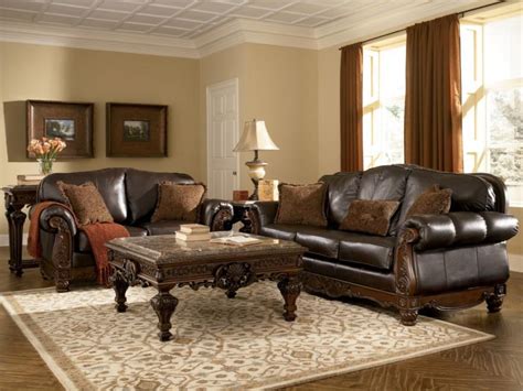 Classic Brown Living Room With Expensive Leather Sofas Founterior