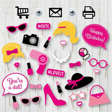 Barbie Photo Booth Props Printable
