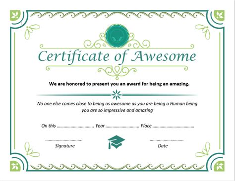 Certificate Of Awesomeness Template 03 Word Templates For Free Download