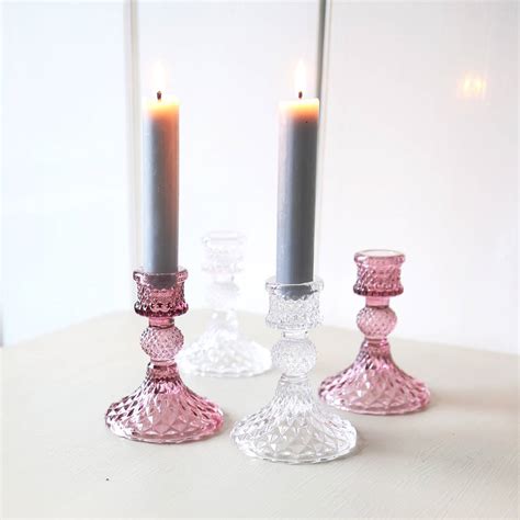 Cut Glass Candlestick By Red Lilly
