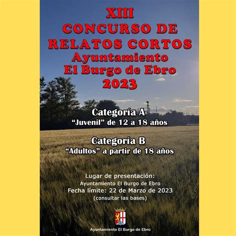 Xiii Concurso De Relatos Cortos 2023 Ayuntamiento El Burgo De Ebro