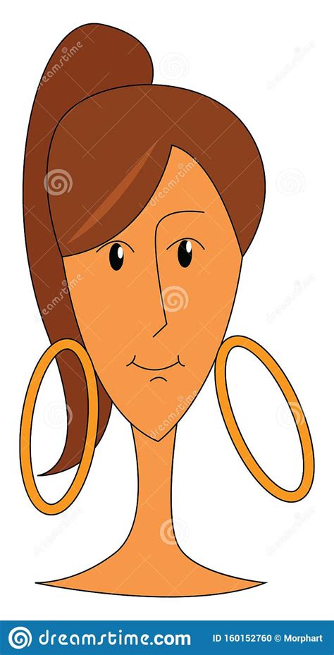 A Lady Wearing Big Circular Earrings Looks Beautiful Vector Or Color