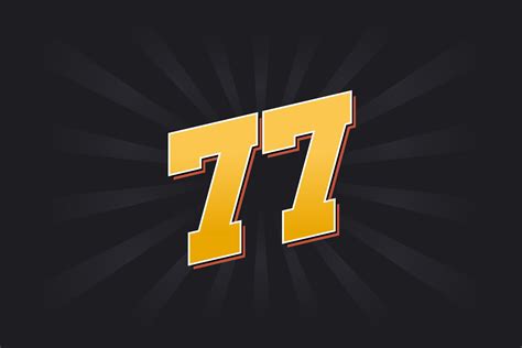 Number 77 Vector Font Alphabet Yellow 77 Number With Black Background
