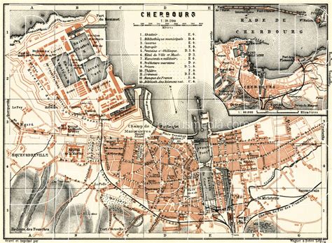 Old Map Of Cherbourg In 1913 Buy Vintage Map Replica Poster Print Or