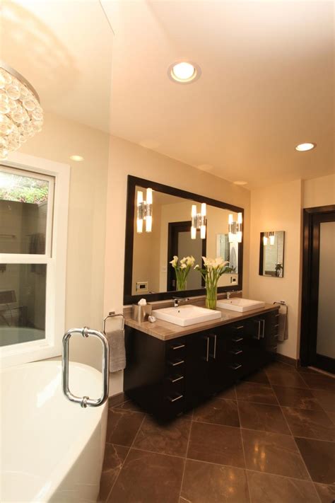 luxurious contemporary bathroom features double vanity hgtv