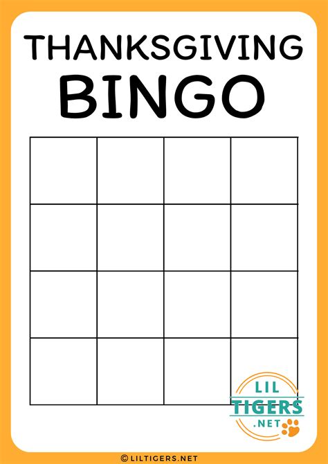 Free Printable Thanksgiving Bingo Cards Lil Tigers