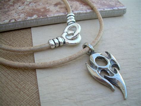 Leather Necklace Tribal Pendant Mens Necklace Mens Jewelry Mens