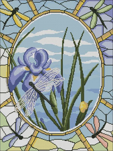 Iris Stained Glass Cross Stitch Design Free Cross Stitch Patterns