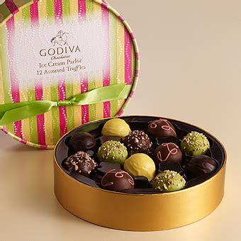 Classic ice cream parlor flavors like neopolitan, rocky road and cookie dough make for a deliciously whimsical chocolate gift. Assorted Ice Cream Parlor Truffles Gift Box (12 Pcs ...