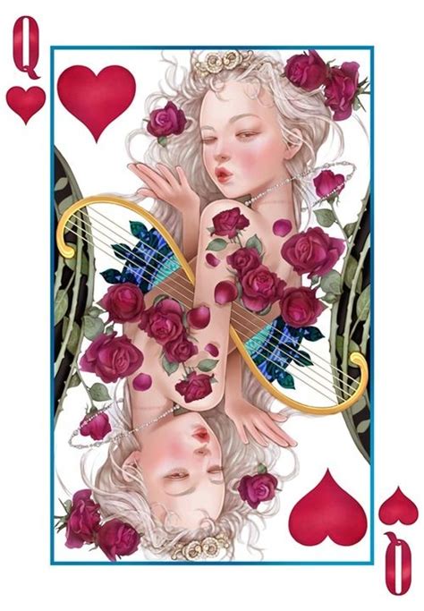 Queen Of Hearts Playing Cards Design Playing Cards Art Queen Of