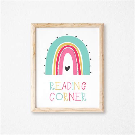 Reading Corner Print Rainbow Reading Corner Sign Playroom Etsy