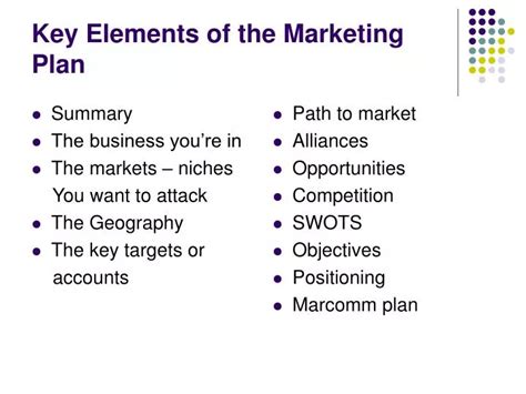Ppt Key Elements Of The Marketing Plan Powerpoint Presentation Id