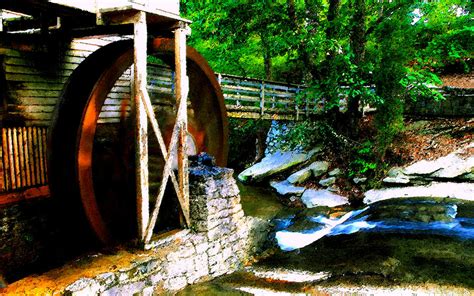 The Old Grist Mill Painting By David Lee Thompson Pixels