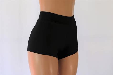 Black Matte Spandex High Waist Cheeky Booty Shorts Adult Etsy