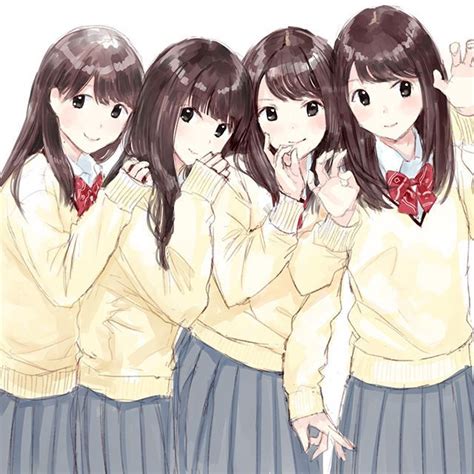 Anime Girl Cute Group School Blush Friend Anime Anime Girl Cute