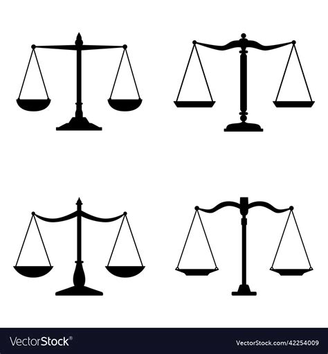 Set Of Black Silhouettes Of Justice Scales Vector Image