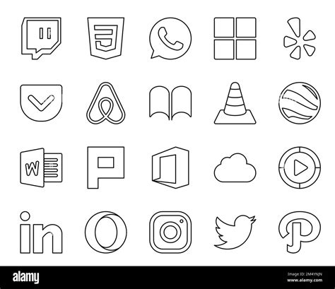 20 Social Media Icon Pack Including Video Icloud Vlc Office Word