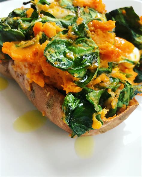 Baked Sweet Potato With Spinach And Mozzarella Mom Uptown