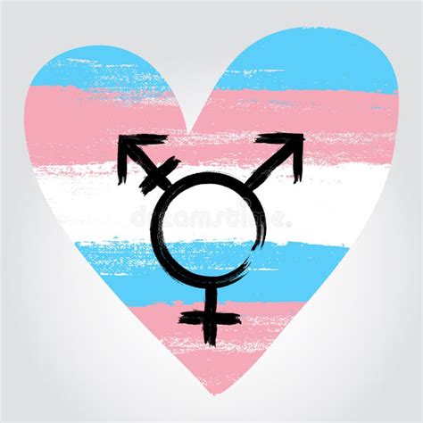 Transgender Pride Flag In A Form Of Heart With Transgender Symbol Stock