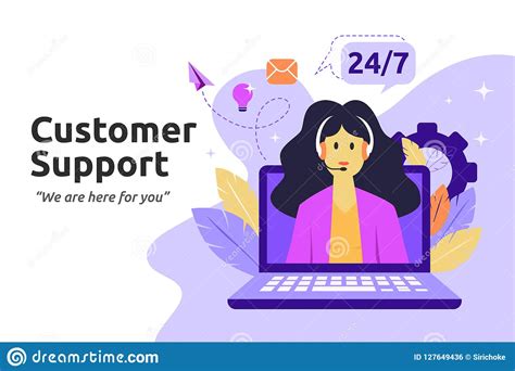 Customer And Operator, Online Technical Support Concept. Female Stock ...