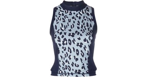 Sweaty Betty Power Leopard Print Zip Back Gym Vest In Blue Lyst
