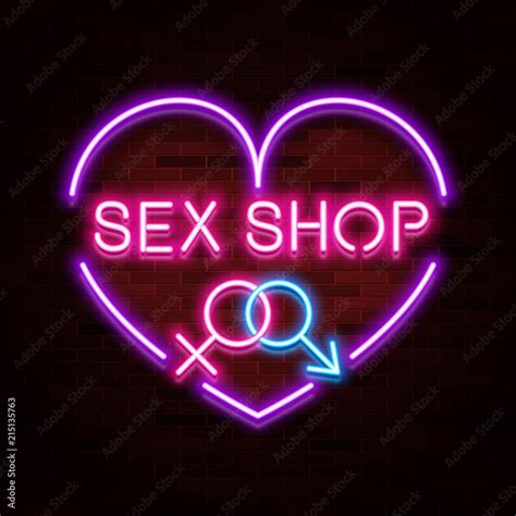 Sex Shop Logo Neon Realistic Text Design Adult Store Vector Illustration Stock Vector Adobe