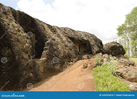 Cave Columns Of Mahakali Or Kondivite Caves Stock Photo Image Of