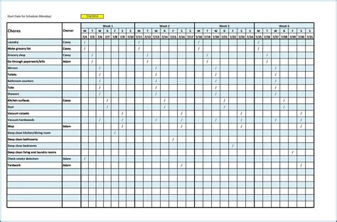 Commercial Kitchen Cleaning Schedule Template Excel Template 2