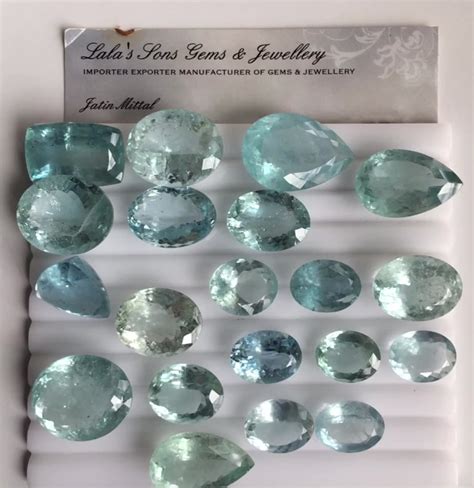 Aquamarine Gemstones Far Size 8 15 Carat Big Oval Pears Octagon Shape