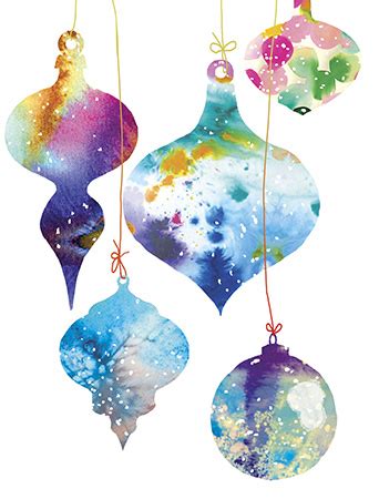 Find images of christmas card. Christmas Watercolor Ornaments holiday card by Masha D ...