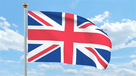 British Flag Loop Waving In Cloudscape Sunset 60s Stock Footage Video