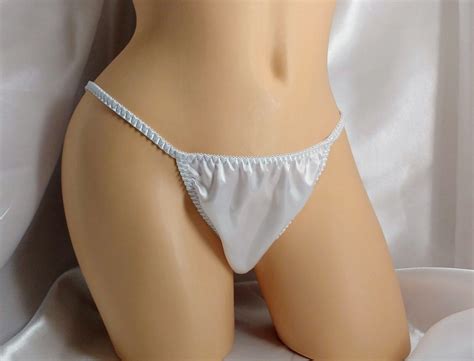 White Satin String Bikini Panties Classic Style For Gem