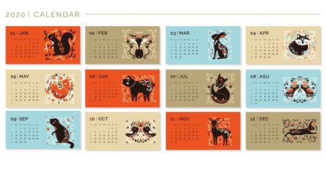 Artistic Animals Calendar 2020 Calendar Design Scandinavian Folk Art