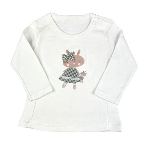 Camiseta Para Bebé De Mangas Largas Algodón 100 Bunny Vichy Elfi E Fate