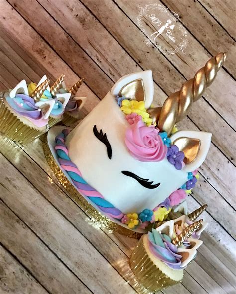 Unicorn themed cake and cupcakes! | Unicorn themed cake, Themed cakes, Cake