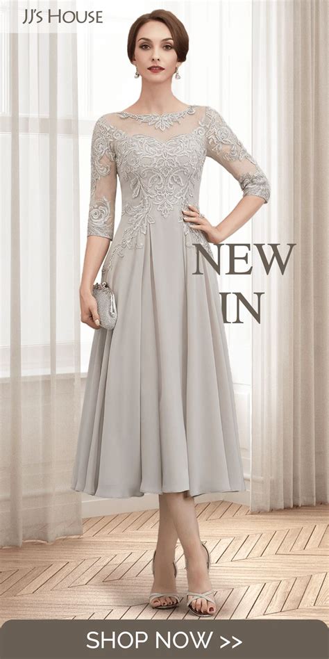 New In A Line Tea Length Chiffon Lace Mother Of The Bride Dress With