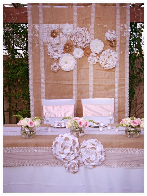 Burlap wedding burlap weddings, farm weddings, and rustic weddings are very in vogue today. Burlap Lace Flowers Backdrop Set of 15 by LovelyLaceDesigns | Pink wedding decorations, Wedding ...
