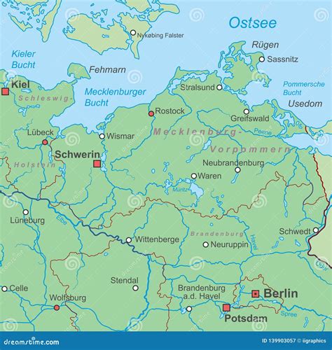 Germany Map Of Northern Germany High Detailed Stock Vector