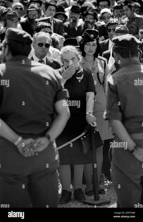 Former Prime Minister Golda Meir Holds Back Tears During Funeral