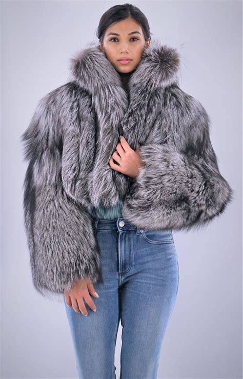 Classic Silver Fox Bolero Jacket MARC KAUFMAN FURS Fur Coats Women Fur Fashion Fox
