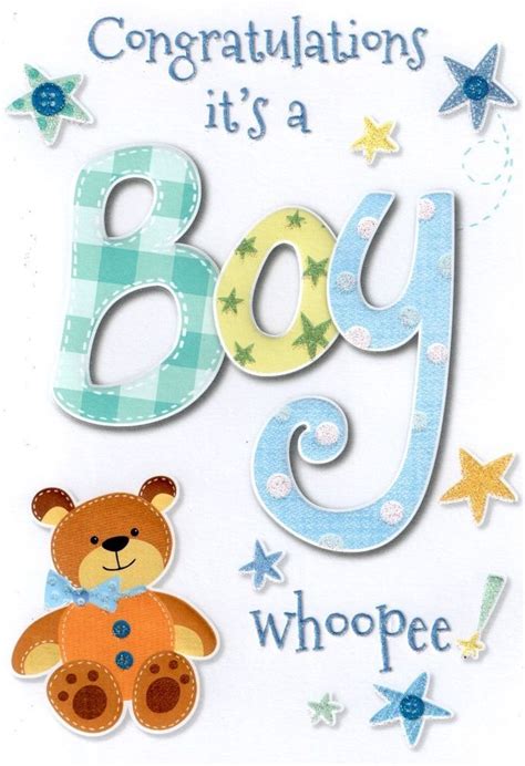 New Baby Boy Card Lovely Cello Wrapped Congratulations Greeting Cards