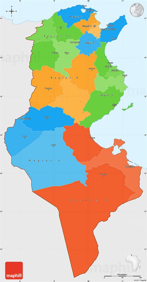 Tunesien Karte Provinzen