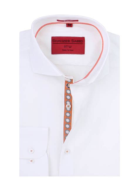 Buy Shahzeb Saeed Cotton Formal Shirts For Men White Rtw 1232