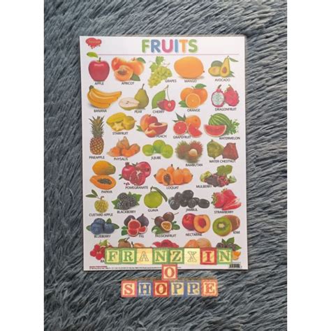 Fruits Laminated Chart A4 Size Shopee Philippines