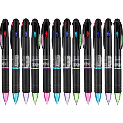 Retractable Ballpoint Pens Multicolor Pens 4 Colors Ink Black Blue